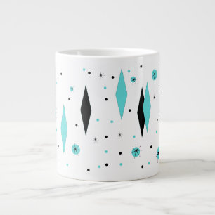 Retro Turquoise Diamonds & Starbursts Jumbo Mugg