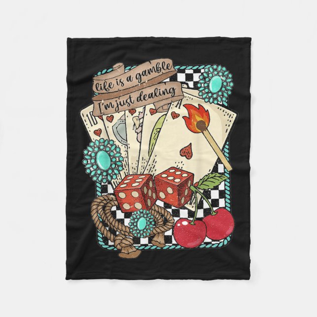 Retro Turquoise Western Wild West Cowboy Cowgirl  Fleecefilt (Framsidan)