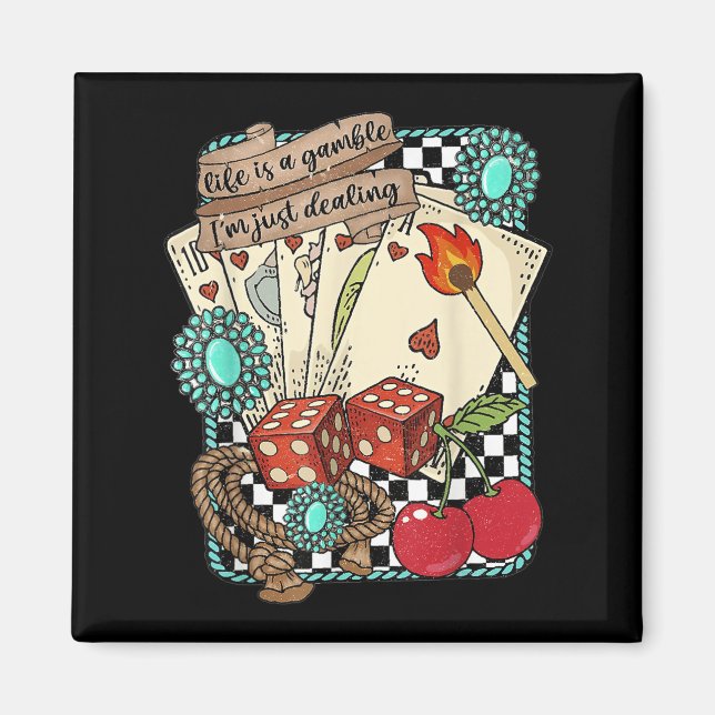 Retro Turquoise Western Wild West Cowboy Cowgirl  Magnet (Framsidan)