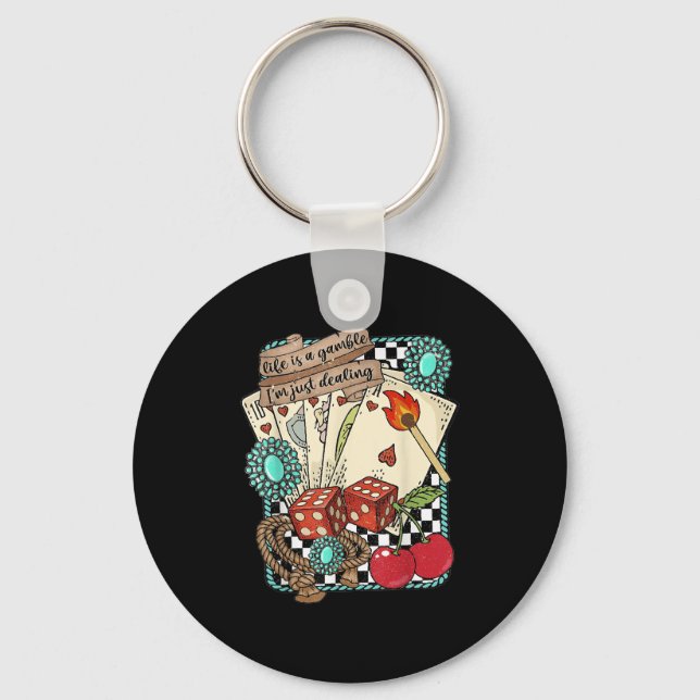 Retro Turquoise Western Wild West Cowboy Cowgirl  Nyckelring (Framsida)