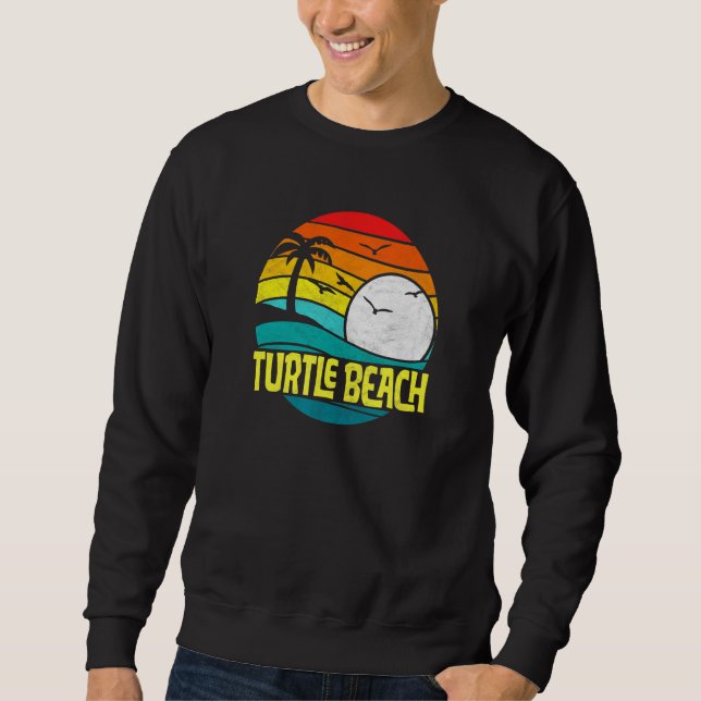 Retro Turtle Beach Sol Surf 80-talsgrafik Lång Ärmad Tröja (Framsida)