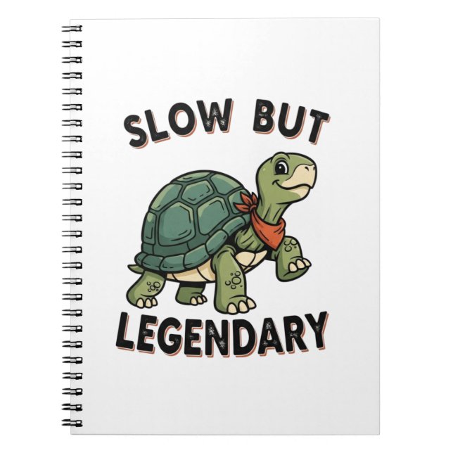 Retro Turtle Legendary Quote Lined Notebook Anteckningsbok (Framsidan)