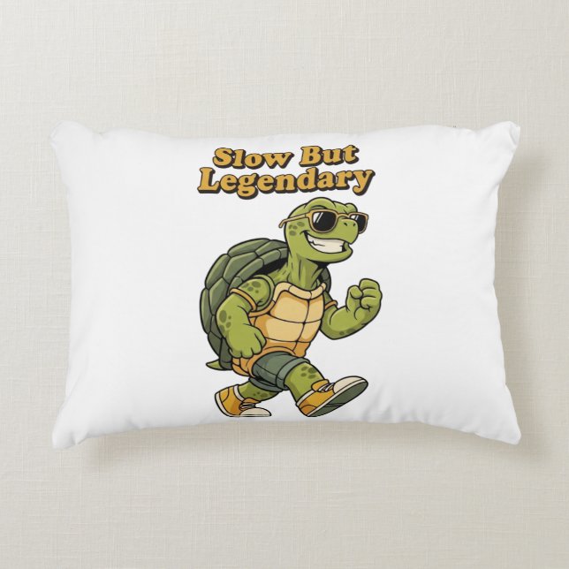 Retro Turtle Slow But Legendary Rectangular Pillow Prydnadskudde (Framsidan)