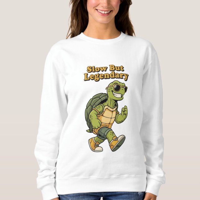 Retro Turtle Slow But Legendary Women’s Sweatshirt T Shirt (Framsida)