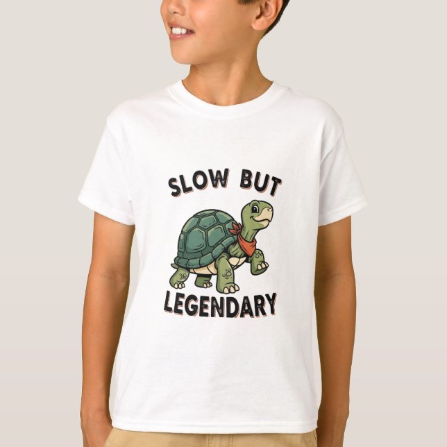 Retro Turtle Slow Legend Kids Graphic T-Shirt (Framsida)