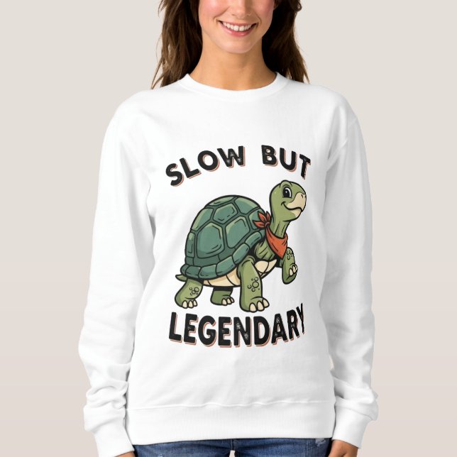 Retro Turtle Slow Legend Women’s Sweatshirt T Shirt (Framsida)