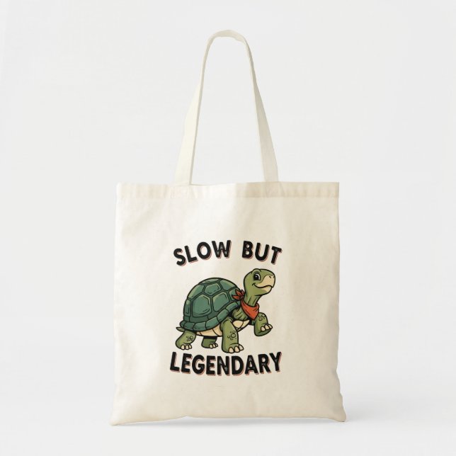 Retro Turtle Slow Life Canvas Tote Bag Tygkasse (Framsidan)