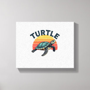 Retro Turtle T-shirt Canvastryck