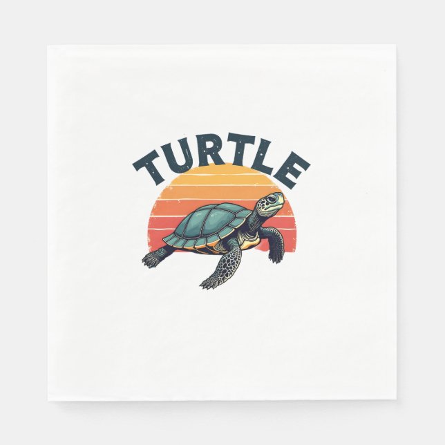 Retro Turtle T-Shirt Pappersservett (Framsidan)