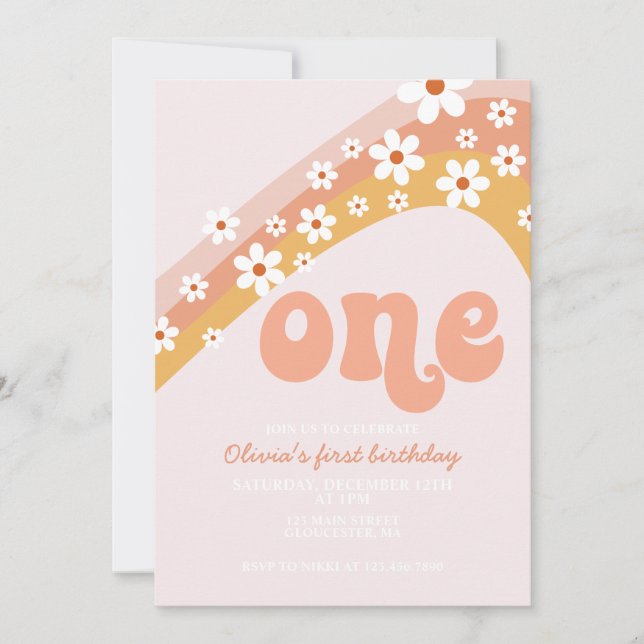 Retro tusenskönastjärna första födelsedagen inbjudningar (Framsida)