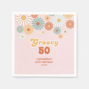 Retro Tusenskönor Boho Groovy Blommig Födelsedag Pappersservett