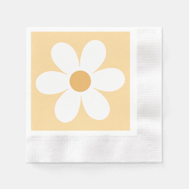 Retro tusenskönor gul boho pappersservett (Framsidan)