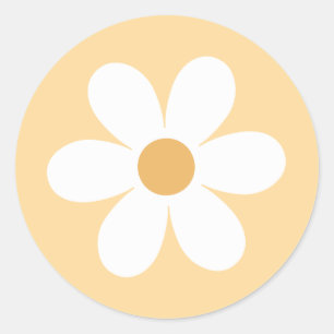 Retro tusenskönor gul boho runt klistermärke