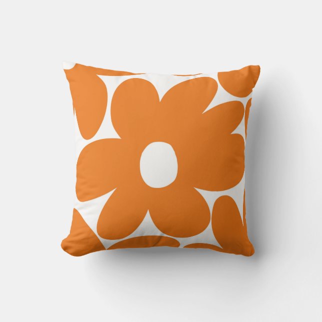 Retro Tusenskönor i Orange #1 #blommig #mönster  Kudde (Framsida)