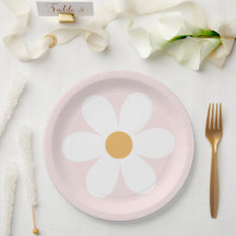 Retro tusenskönor ljusrosa boho pappers tallrikar