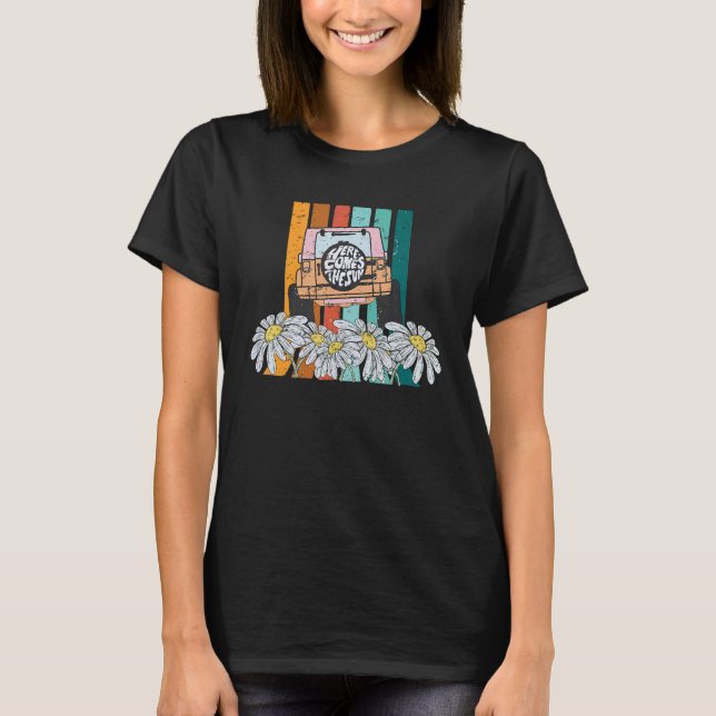 Retro Tusenskönor Regnbåge Trailer Här Kommer Sole T Shirt (Framsida)