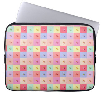 Retro tusenskönor Röd Rosa Aqua Blå Blommig Födels Laptop Fodral