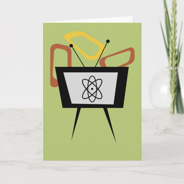 Retro TV Blank Folded Greeting Card Kort (Framsida)