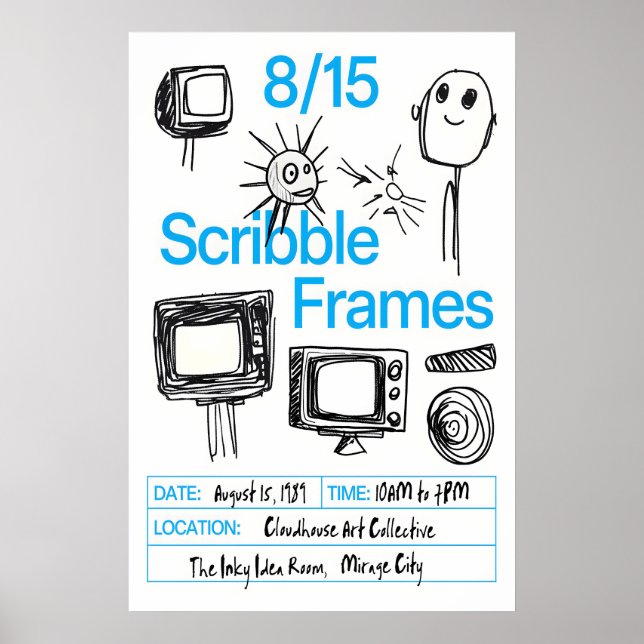 Retro TV Doodle Art Print Scribble Frames Poster (Framsidan)