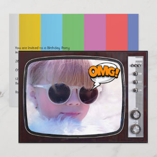 Retro TV-Födelsedagsfest Inbjudningar