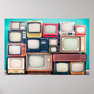 Retro TV-mottagare från cirka 60, 70 och 80 sekund Poster