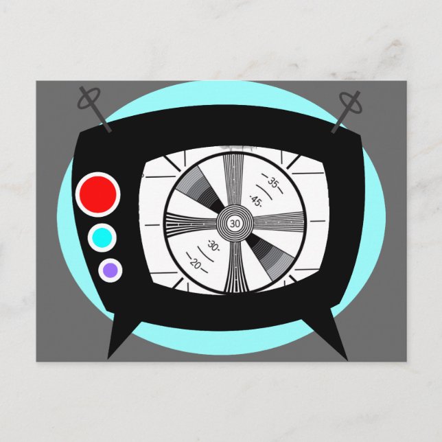 Retro TV och Test Mönster Vykort (Framsida)