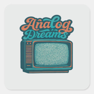 📺Retro TV Retro Konst – "Analoga Drömmar" Grafik Fyrkantigt Klistermärke