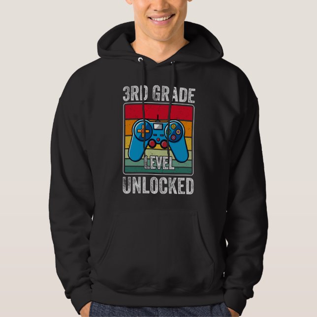Retro TV-spel 3:e klass nivå upplåst present Hoodie (Framsida)