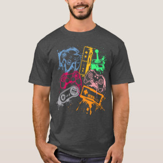 Retro TV-spelskonsollkontroller 80-tal 90-tal Arka T Shirt