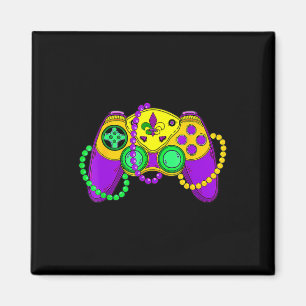 Retro TV-spelskontroll Hatt Mardi Gras Gaming Magnet