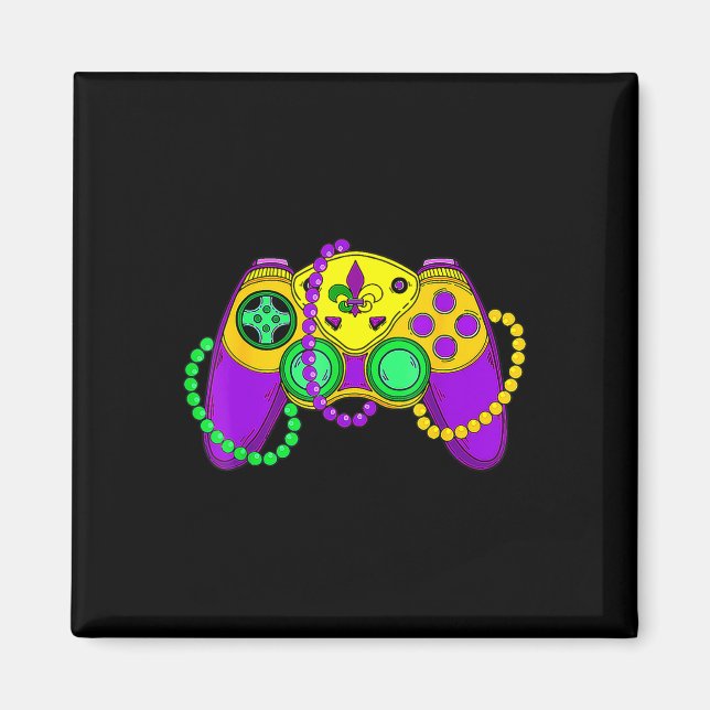 Retro TV-spelskontroll Hatt Mardi Gras Gaming  Magnet (Framsidan)