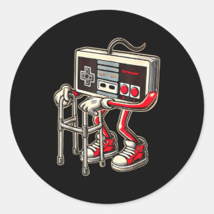 Retro TV-spelskontroll med walker rolig spel Runt Klistermärke