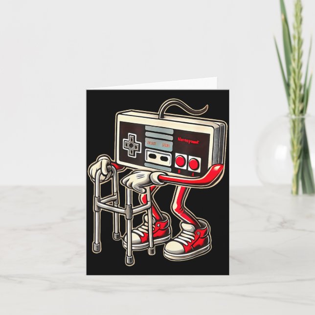 Retro TV-spelskontroll med Walker Roligt spel Kort (Framsida)