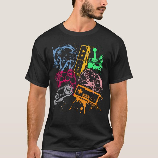 Retro TV-spelskontroller 80- och 90-tal T Shirt (Framsida)