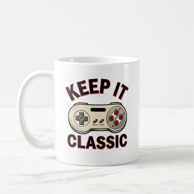 Retro TV-spelskontrollermugg - Keep It Classic Kaffemugg (Vänster)