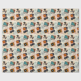 Retro-tv, stereo, kamera & vinylalbum presentpapper