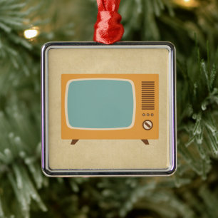 Retro TV-uppsättning Julgransprydnad Metall