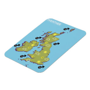Retro TV Weather Karta från British Isles. Magnet