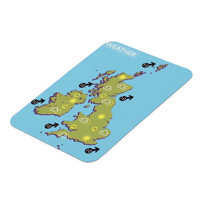 Retro TV Weather Karta från British Isles. Magnet (Vänstra Sidan)