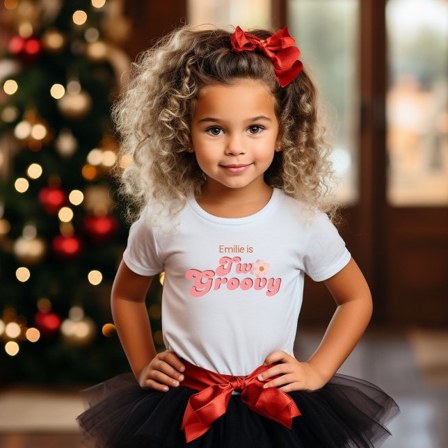 Retro två Groovy  Daisy Flower Födelsedagsfest T Shirt (Skapare uppladdad)