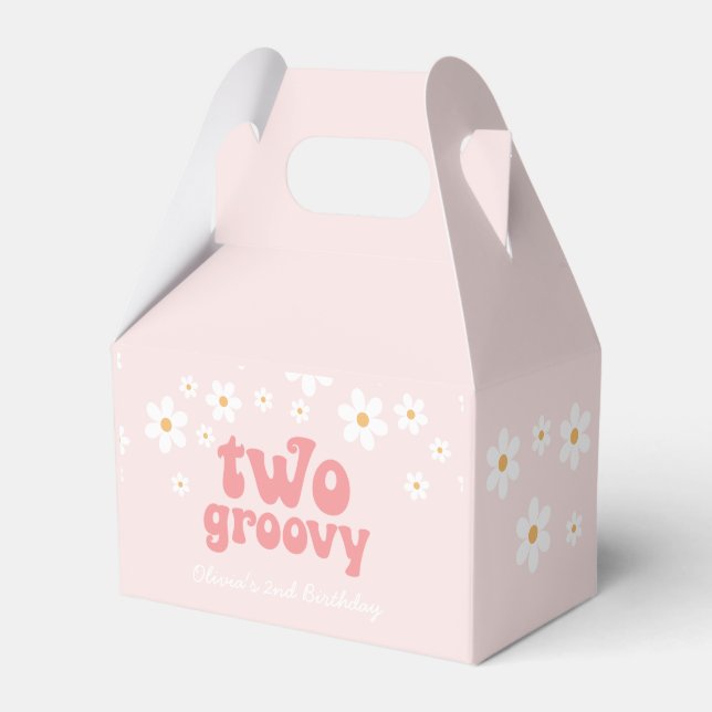 Retro två Groovy Rosa Tusenskönor Favorit Presentaskar (Framsidan Sidan)