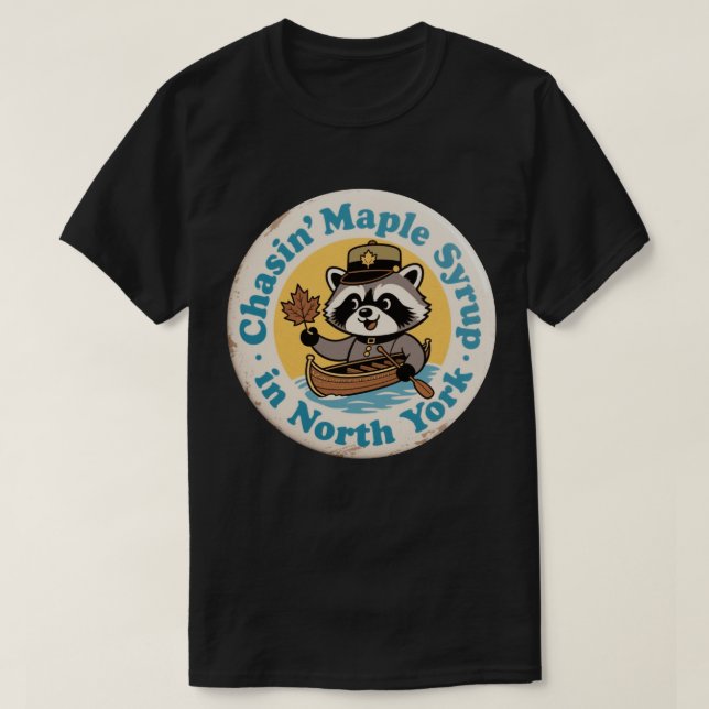 Retro Tvättbjörn Kanot North York T Shirt (Design framsida)