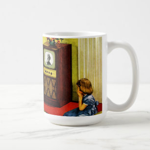 Retro TVfamilj som dricker muggen Kaffemugg
