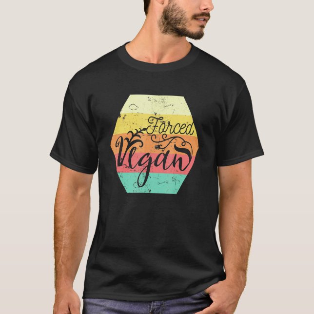 Retro tvingas bli vegan t shirt (Framsida)