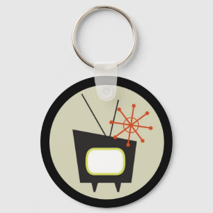 Retro TVuppsättning 1950 Keychain Nyckelring