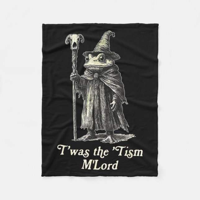 Retro T'was The tism M'lord Funny Witch Frog Graph Fleecefilt (Framsidan)