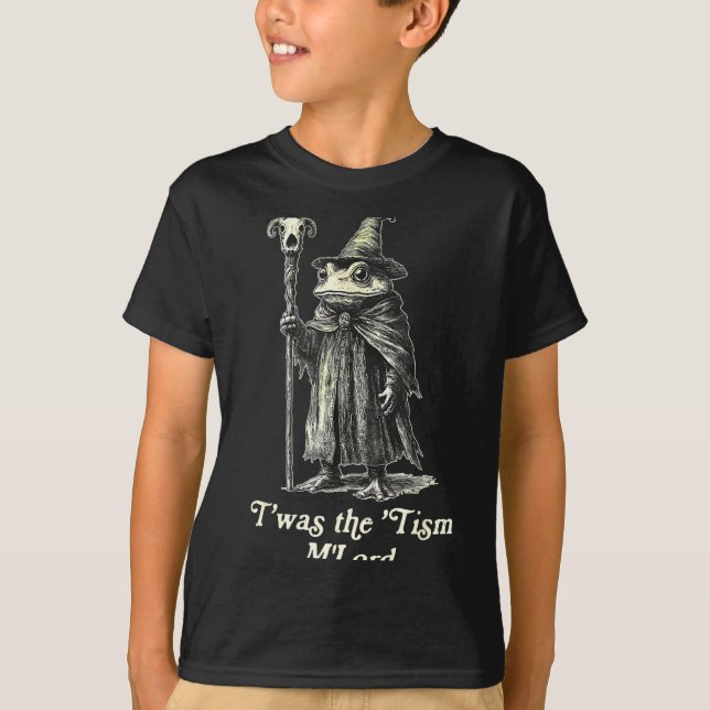 Retro T'was The tism M'lord Funny Witch Frog Graph T Shirt (Framsida)