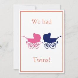 Retro Twillingar Baby meddelande Inbjudningar