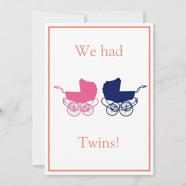Retro Twillingar Baby meddelande Inbjudningar (Framsida)