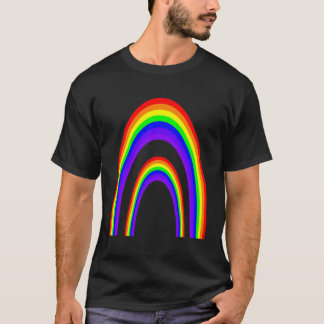 Retro Twinned Rainbow Sventies Stil Seven Färg T Shirt